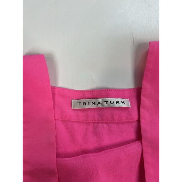 Trina Turk Top Womens 10 Halter Neon Hot Pink Beach Summer - Picture 5 of 6